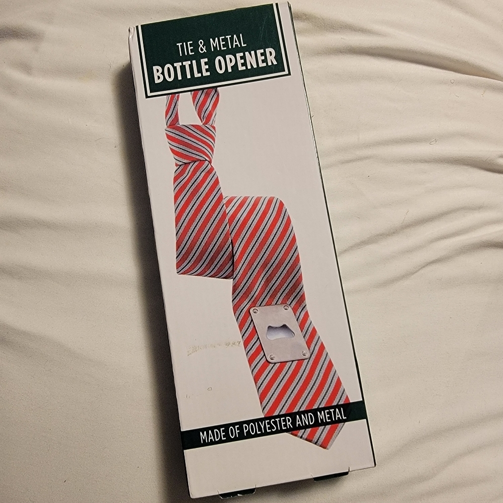 Tie & Metal Bottle Opener NIB